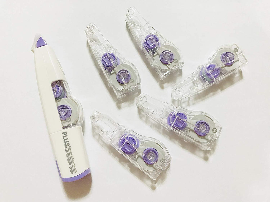 PLUS Whiper MR - Whiper Mini Roller Purple Correction Tape 5mm x 6m(WH-605P) & refills 5 pcs