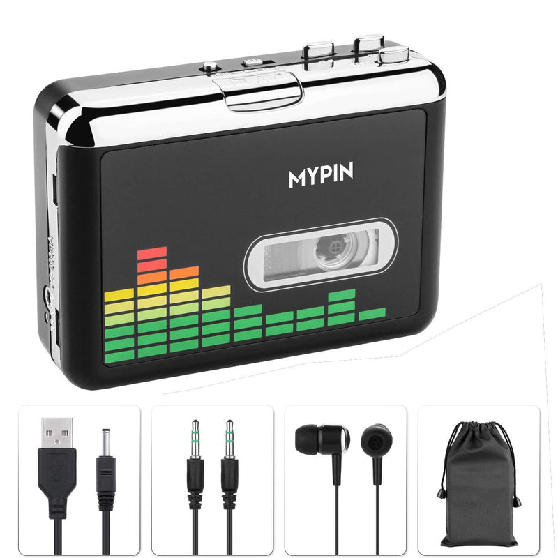 USB Cassette to MP3 Converter, Portable Walkman Cassette Audio Music Player Tape-to-MP3 Converter with Earphones, Volume Control, No PC Required