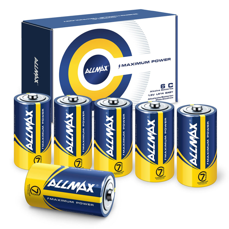 Allmax C Maximum Power Alkaline Batteries (6 Count) – Ultra Long-Lasting C Cell Battery, 7-Year Shelf Life, Leak-Proof, Device Compatible – Powered by EnergyCircle Technology (1.5 Volt) C Batteries 6 Count (Pack of 1)