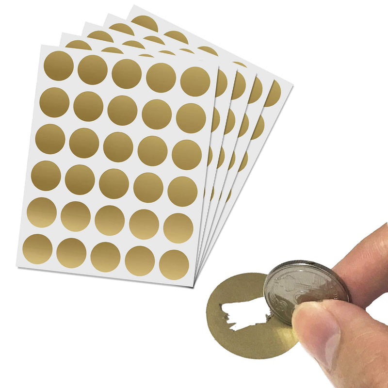 150 Pack, 1" Scratch Off Stickers Labels, Round Circle - Gold Pack of 150