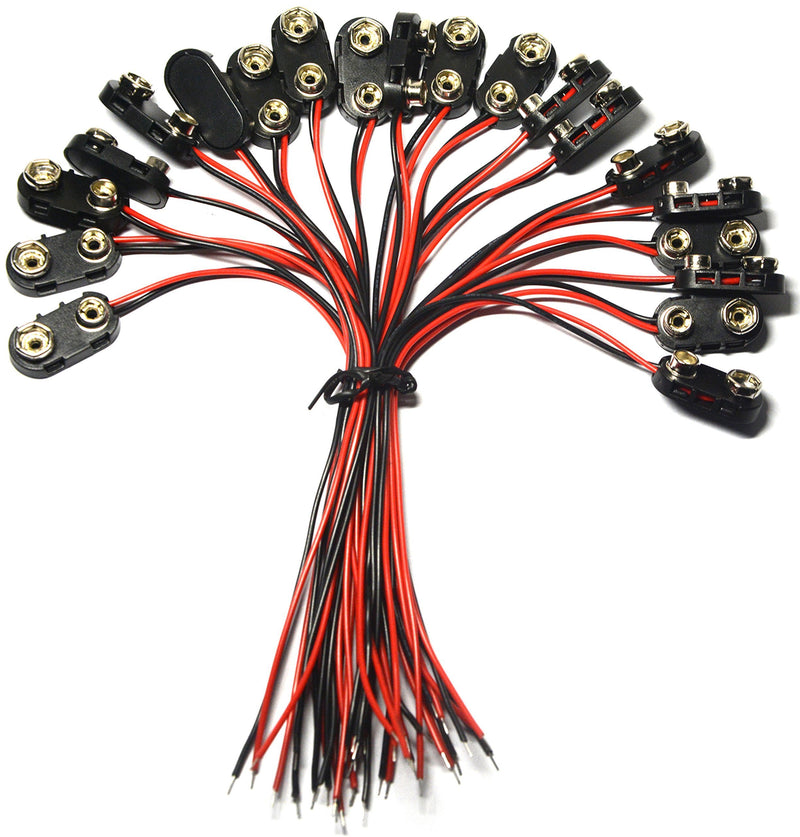 LampVPath 20 Pcs 9V I Type Battery Snap Connector 9 Volt Battery Clips Connector Buckle Plastic Housing I-Type 20PC