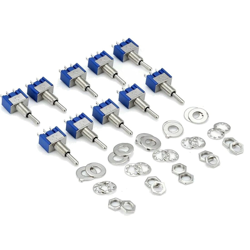 HiLetgo 10pcs 6A/125V 3A/250V ON/Off/ON 3 Terminals 3 Position SPDT Toggle Switch Single Joint MTS-103