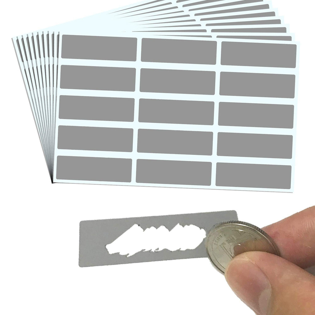 150 Pack, Rectangle Scratch Off Labels Stickers, Gray - 1.9 x 0.6" 1.9 x 0.6" | Small Rectangle