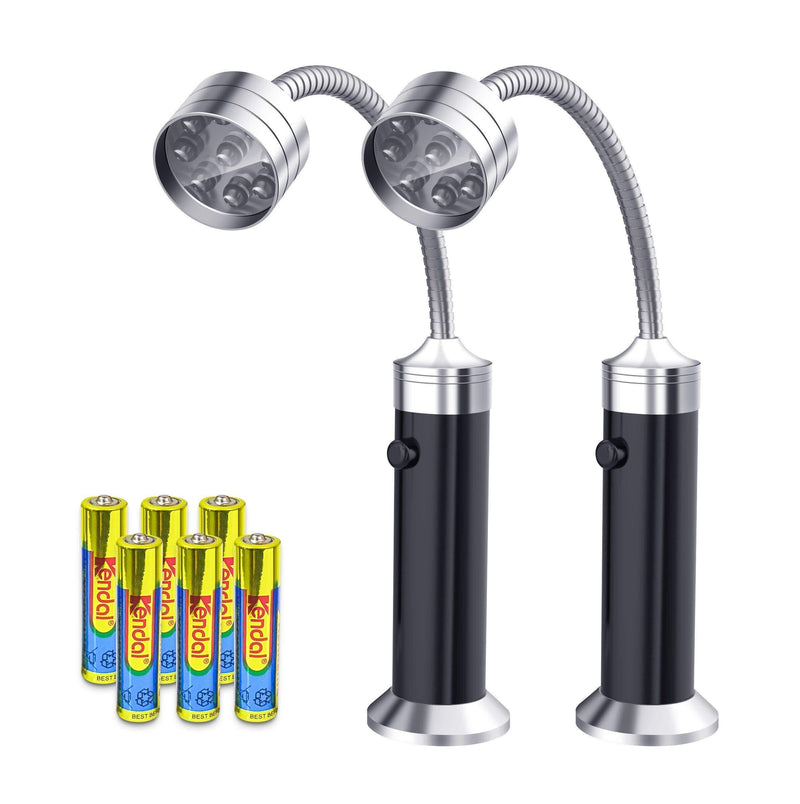 FIREOR Barbecue Grill Light Magnetic Base Super-Bright LED BBQ Lights - 360 Degree Flexible Gooseneck, Weather Resistant, Batteries Included - Pack of 2 Black