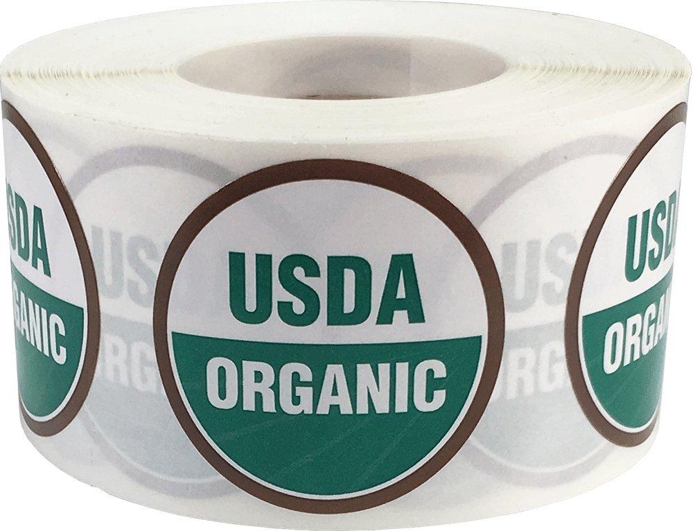 USDA Organic Labels 1 1/2 Inch Round Circle Dots 500 Adhesive Stickers