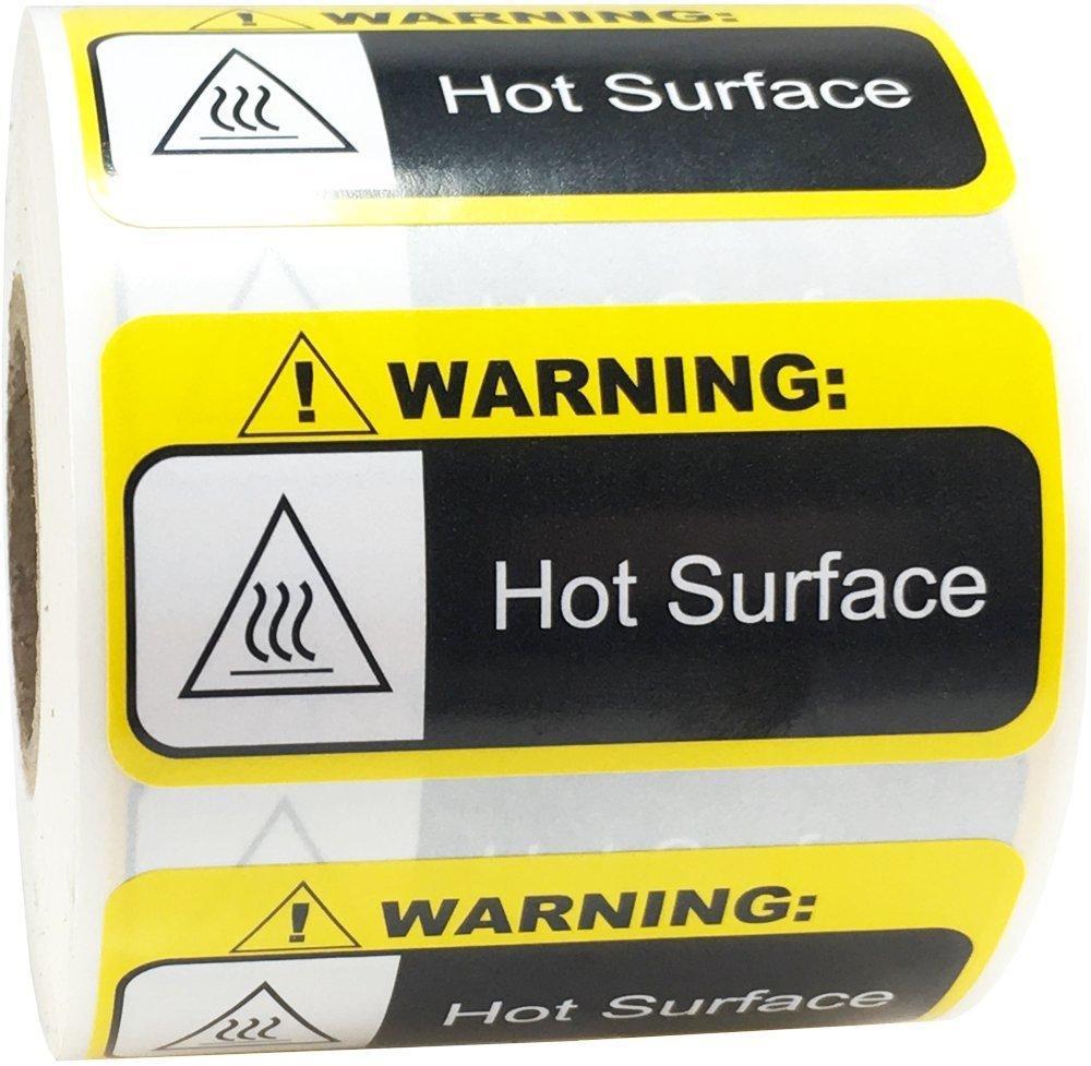 Warning Hot Surface Labels 1 x 2 Inch 500 Adhesive Stickers