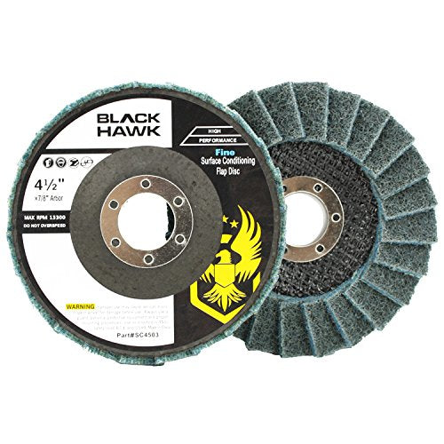 BHA Surface Conditioning Grinding, Sanding, and Polishing Flap Discs T29, 4-1/2" x 7/8", Blue (Fine) - 5 Pack