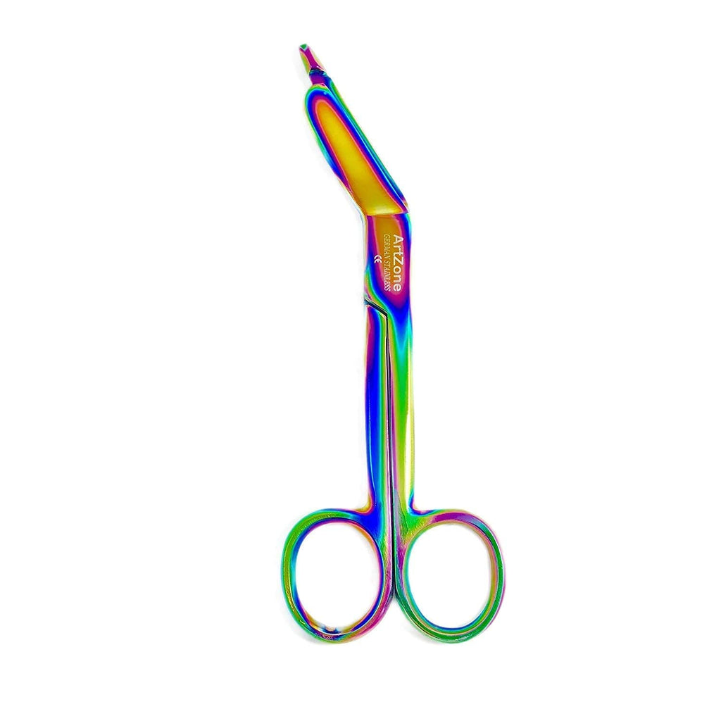 Artzone Lister Bandage Scissors - 5.5-Inch Cynamed Medical-Grade Stainless Steel Shears - Multi-Colored Rainbow Titanium Finish - Sharp Blades Cut Through Bandages, Dressing, Tape, Gauze, Clothing 5.5 in.