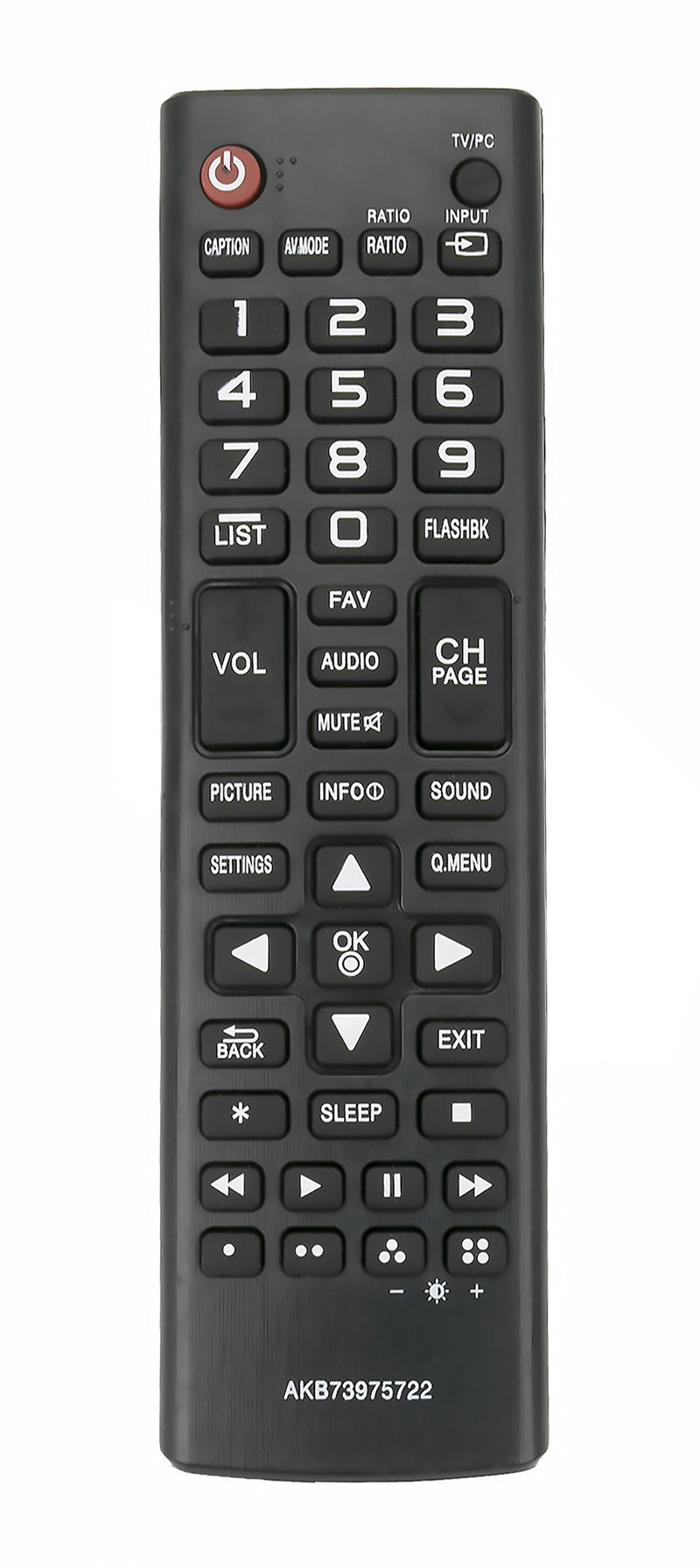 AKB73975722 Replace Remote fit for LG TV 22LB4510 22LB4510PU 22LB4510-PU 22LF4520 22LF4520WU 22LF4520-WU 22LH4530 22LH4530P 22LH4530-P 22LJ4540 22LJ4540PU 22LJ4540-PU 22LJ4540WU 22LJ4540-WU