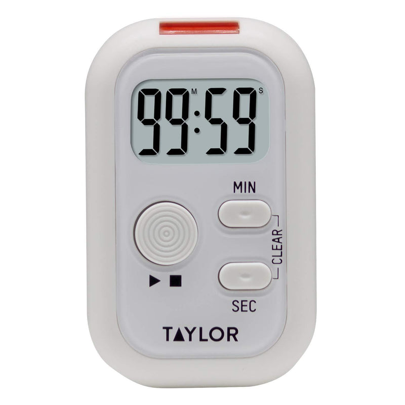 Taylor Precision Products Multi-Alert (Sound, Light, Vibration) Digital Timer, Standard, White Multi-Alert Digital Timer