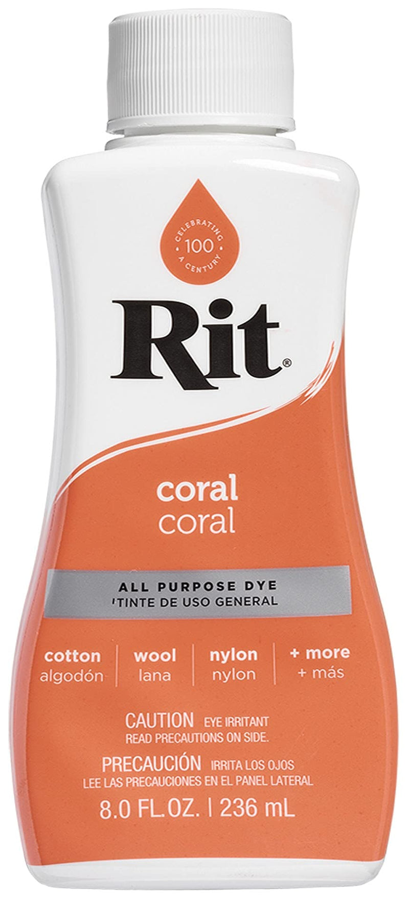 Rit All- Purpose Liquid Fabric Dye, 8 oz, Coral, 8 Fl Oz