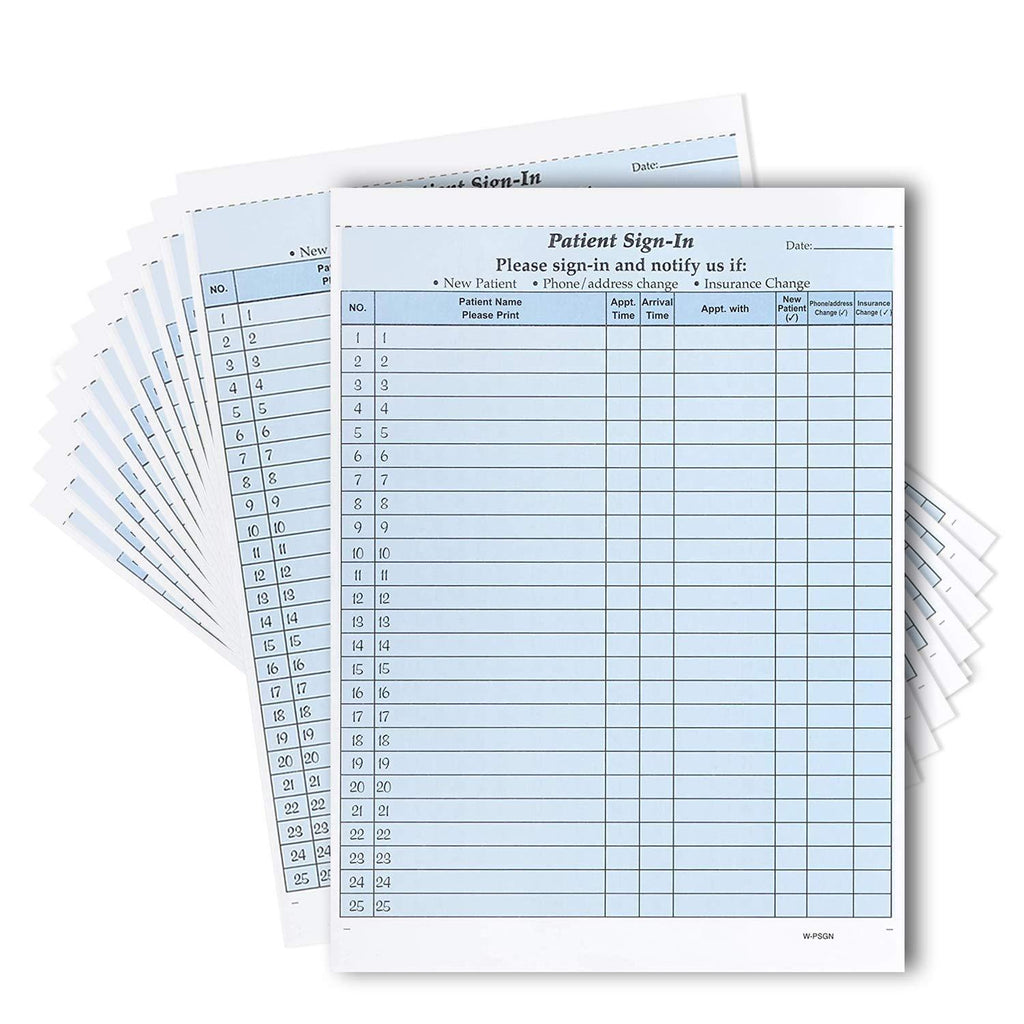 NCR Carbonless 3 Part Patient Sign in Forms, HIPAA Approved and Compliant for Confidentiality in All Medical Offices. (Blue) Blue