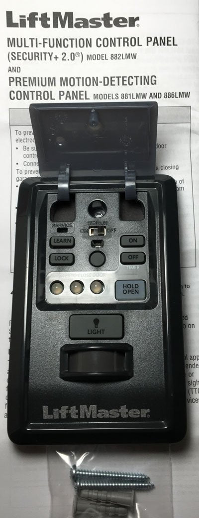 LIFTMASTER 881LMW Motion Detecting Control Panel Compatible ONLY with LiftMaster Wi-Fi and Security+ 2.0 Garage Door Openers.