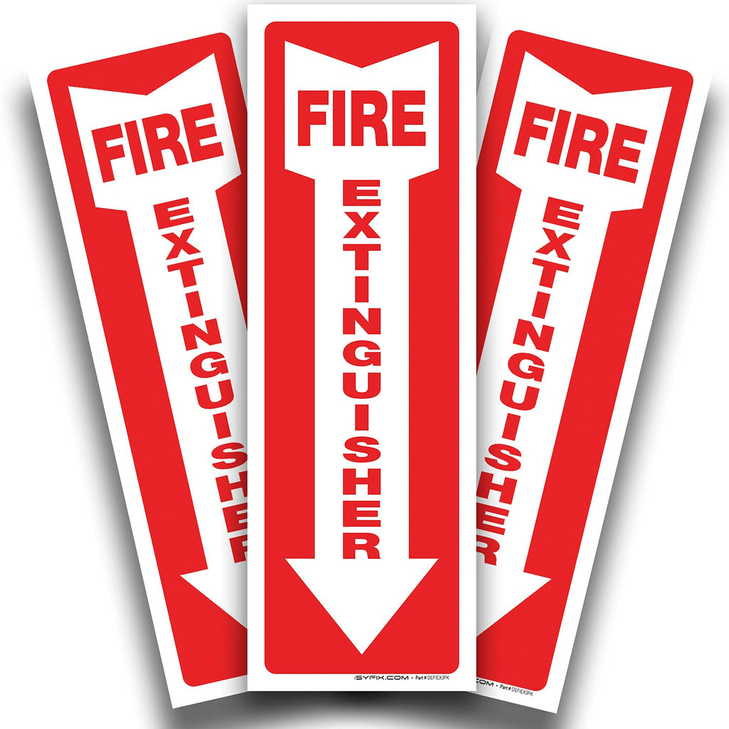 iSYFIX Fire Extinguisher Signs Stickers – 3 Pack 4x12 Inch – Premium Self-Adhesive Vinyl Decal, Laminated for Ultimate UV, Weather, Scratch, Water & Fade Resistance, Indoor & Outdoor STICKER