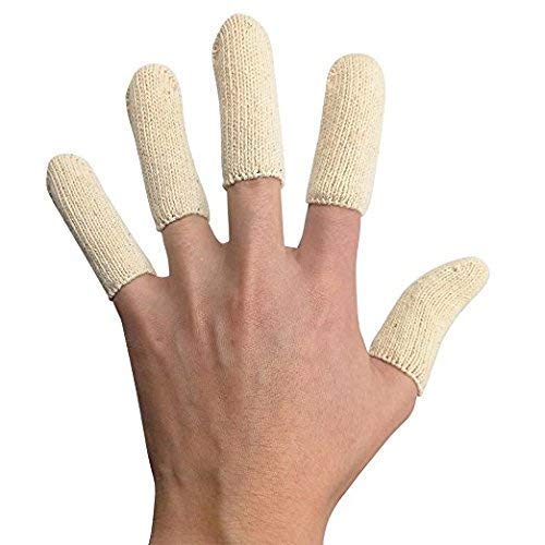 EvridWear 20PCS Premium Cotton Comfort Cushion Finger Toe Thumb Cot Sleeves Protect Fingertips Hand Eczema Skin Cracking Calluses Wicks Moisture Jewelry Clean Smudges (Short Length) 1 Pack Short