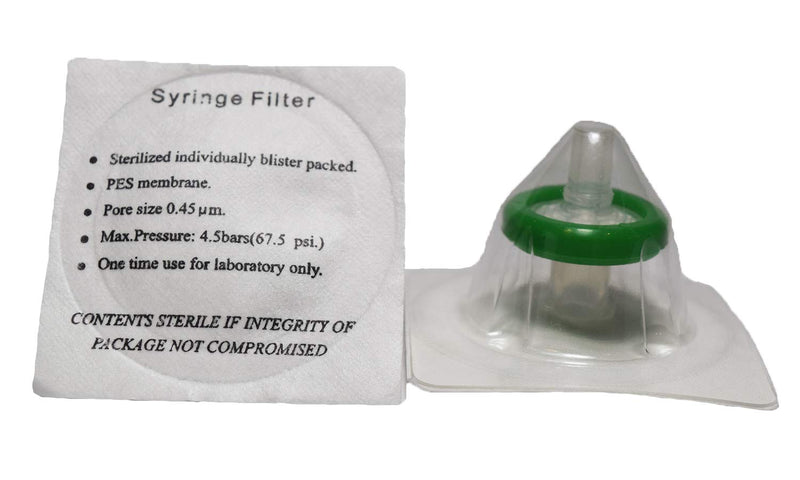ADVANGENE Syringe Filter Sterile, PES, 0.45 micron, 13mm, green (75/pk)