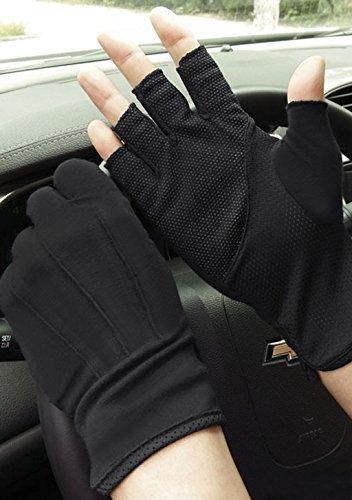 Lightweight Summer Fingerless Gloves Men Women UV Sun Protection Driving Cotton Gloves Antislip Breathable Touchscreen Gloves black