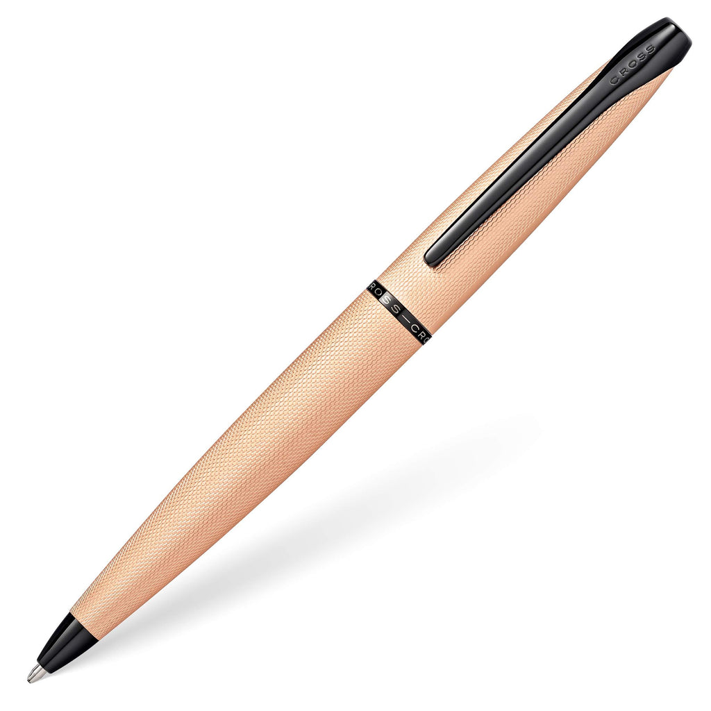 Cross ATX Brushed Rose Gold PVD Ballpoint Pen with Etched Diamond Pattern PVD - Brushed Rose Gold