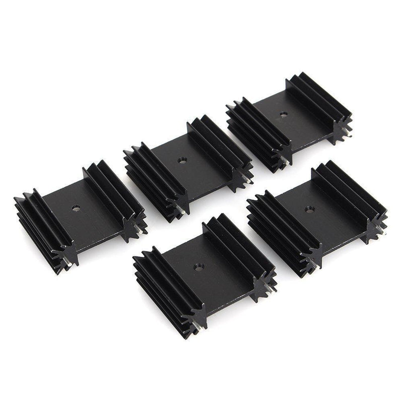 Easycargo To-220 Aluminium Heatsink 25x34x12mm,TO220 Heat Sink for Cooling MOSFET SCR Power Voltage Regulator ICS (25mmx34mmx12mm) (Anodized Black 5-Pack) Anodized Black 5-Pack