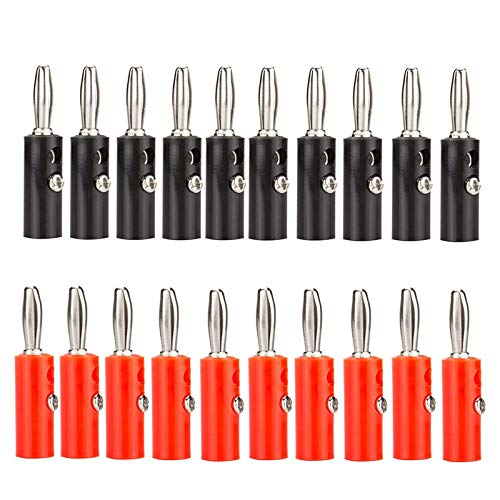 Audio Speaker Cable Connector,20 Pcs 4mm Audio Speaker Wire Cable Screw Banana Plug Connector Black&Red