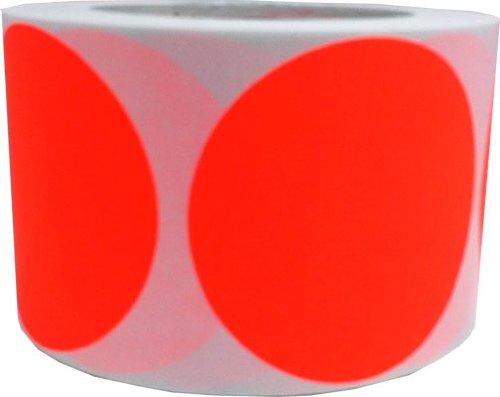 Fluorescent Red Color Coding Labels for Organizing Inventory 3 Inch Round Circle Dots 500 Total Adhesive Stickers On A Roll