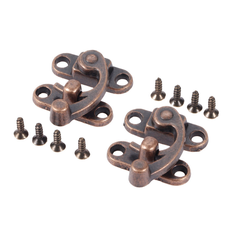 1Pair Lock Hook Clasp Vintage Hasp Hook Latch Hook Hasp for Wooden Box Suitcase Furniture Hardware,Red Copper Red Copper