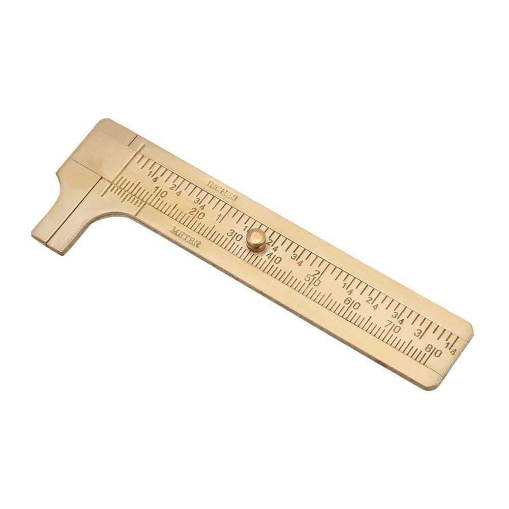 Brass Sliding Vernier Caliper Delaman Double Scales Ruler, mm/inch, Measuring Tool for Inside, Outside, Depth and Step (80mm)