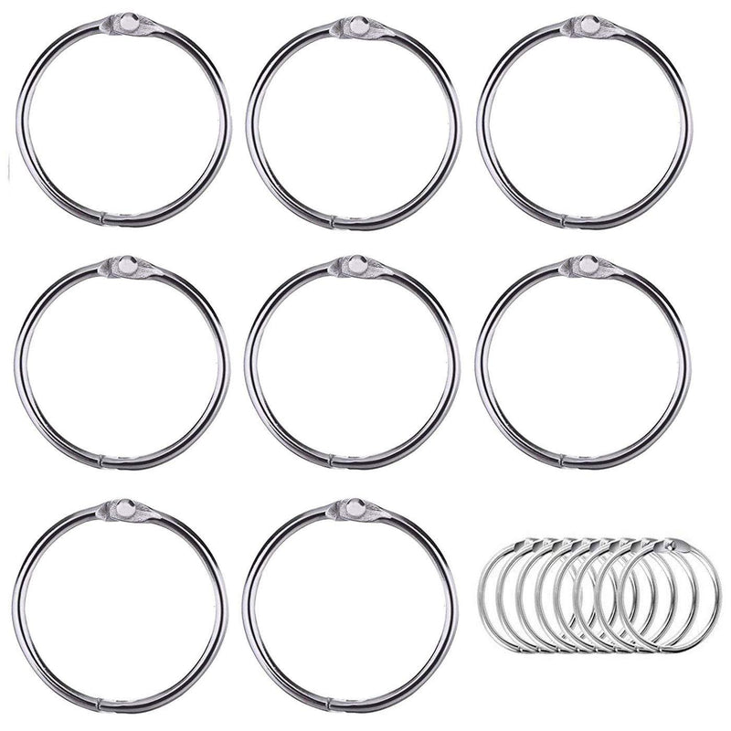 Luckkyme Loose Leaf Binder Rings Nickel Plated Book Rings Key Chain Rings 3.5 Inches(8 Pack)