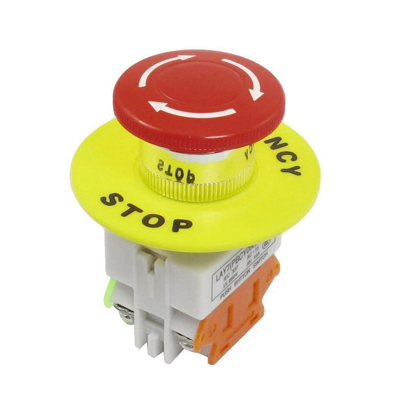 YQBOOM 1 Pcs Red Mushroom Cap 1NO 1NC DPST Emergency Stop Push Button Switch AC 660V 10A 1PCS