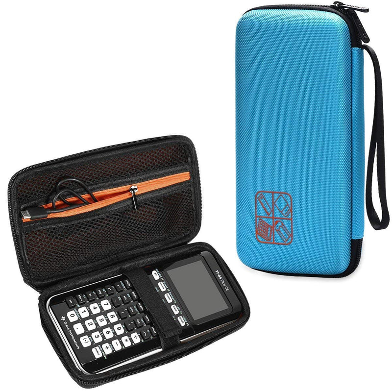 BOVKE Hard Graphing Calculator Carrying Case Replacement for Texas Instruments TI-84 Plus CE/TI-83 Plus CE/Casio fx-9750GII, Extra Pocket for USB Cables, Manual, Pencil, Ruler and Other Items, Blue Blue_Hard EVA