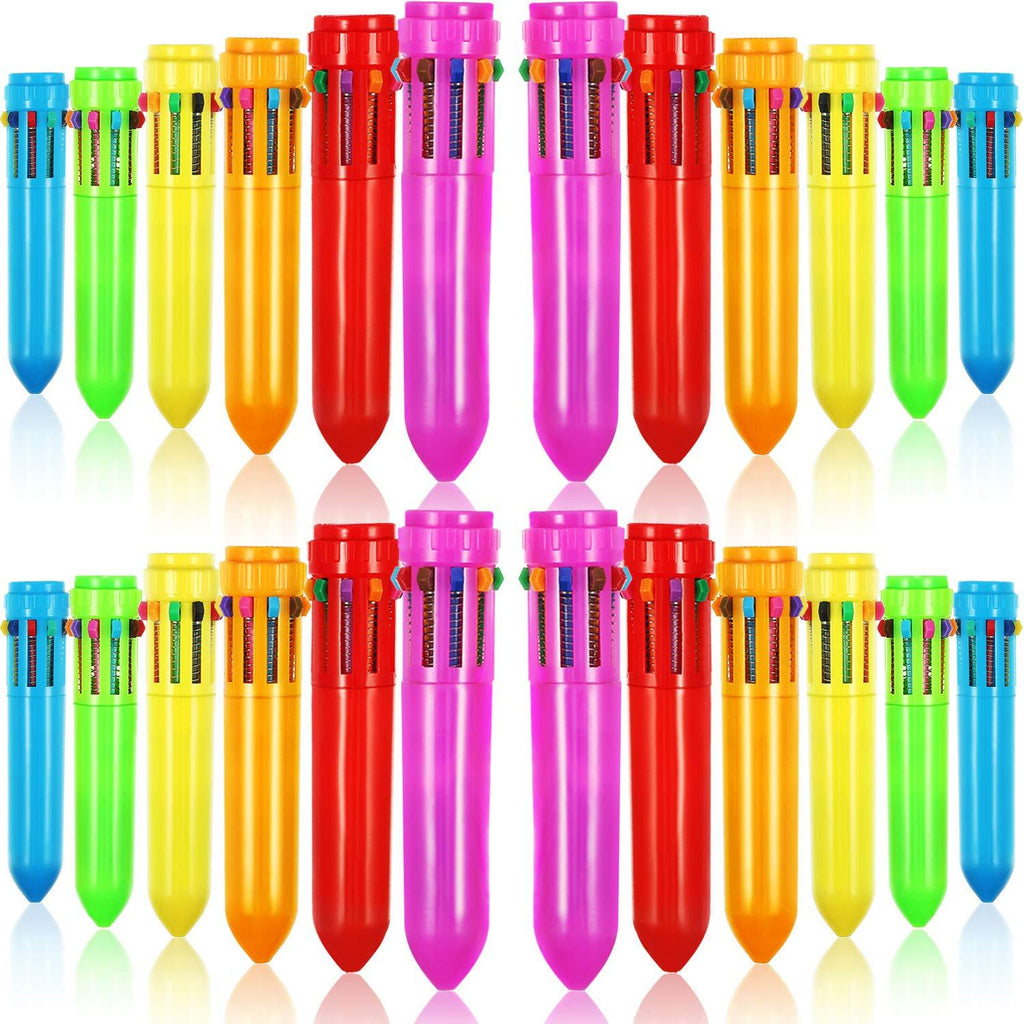 Frienda 24 Pieces 10-in-1 Retractable Ballpoint Pens Multicolor Pens Colorful Retractable Mini Shuttle Pens for Office School Supplies Students Children Gift