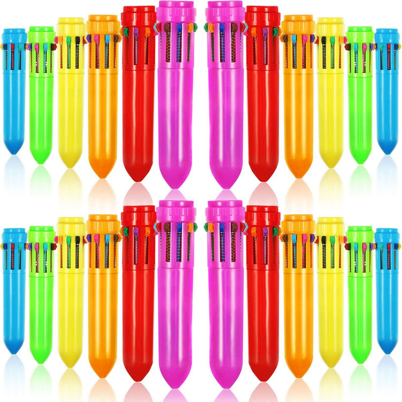 Frienda 24 Pieces 10-in-1 Retractable Ballpoint Pens Multicolor Pens Colorful Retractable Mini Shuttle Pens for Office School Supplies Students Children Gift