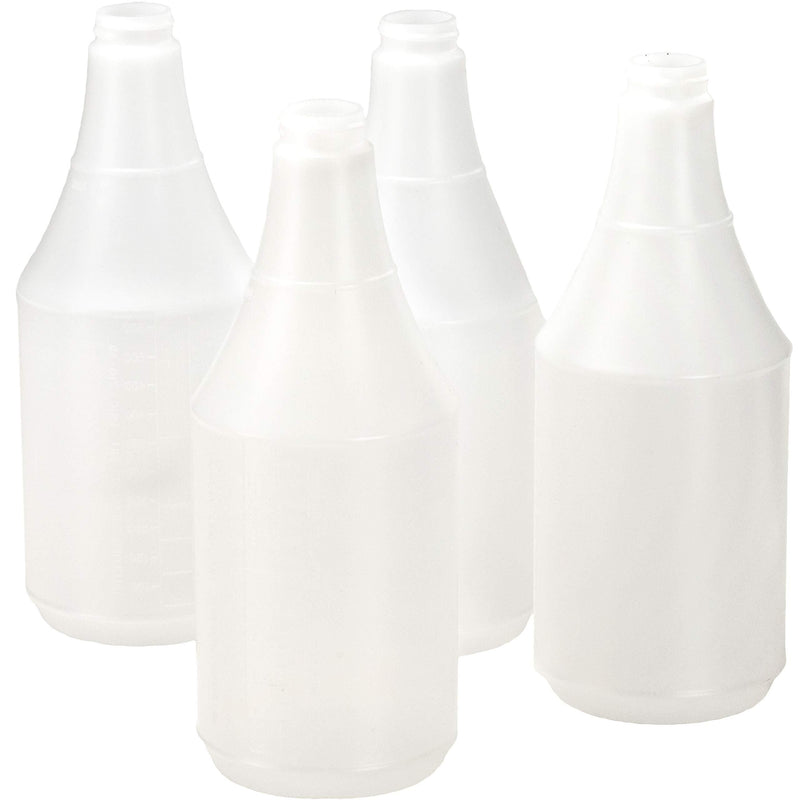 Commercial-Grade Chemical Resistant 24 oz Bottles ONLY 4 Pack By Mop Mob. Embossed Scale For Measuring. Pair With Industrial Spray Heads For Auto/Car Detailing, Janitorial Cleaning Supply or Lawn Care
