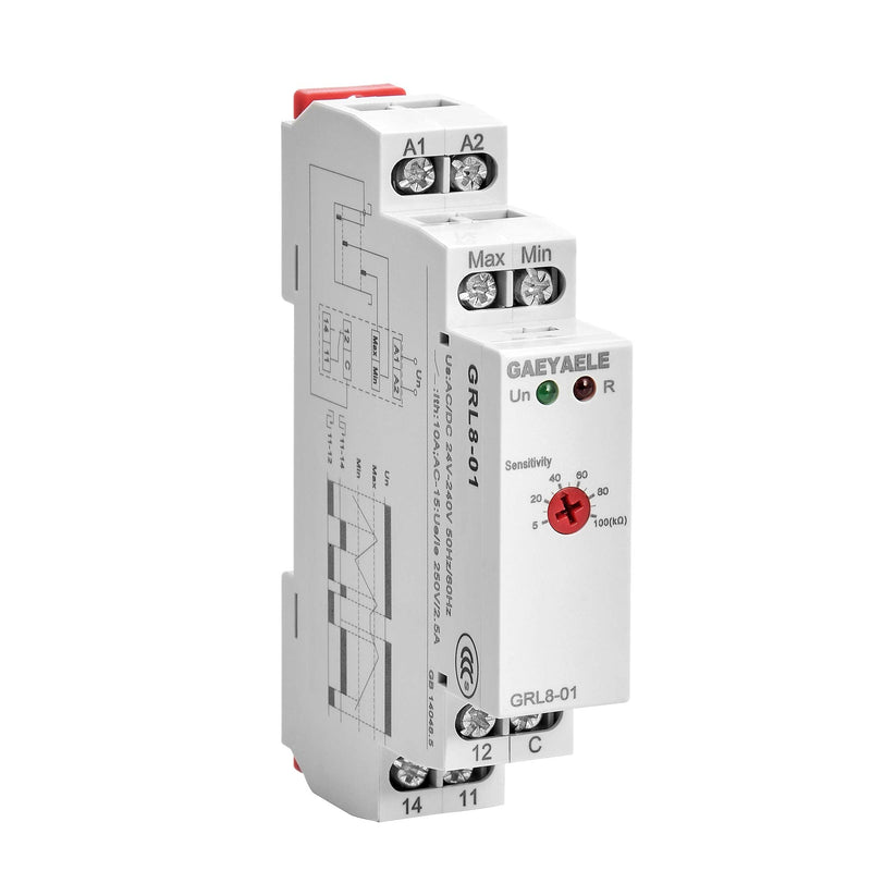 GAEYAELE GRL8 Liquid Timer Control Relay Electronic Liquid Level Controller 10A AC/DC24V-240V(GRL8-01,AC/DC24V~240V) GRL8-01,AC/DC24V~240V