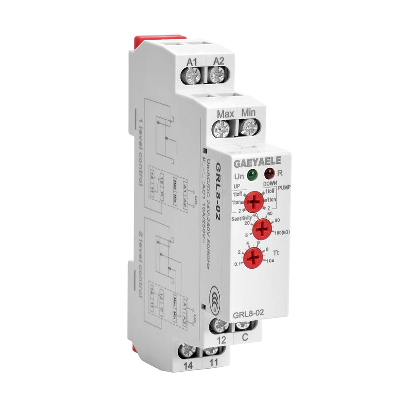 GAEYAELE GRL8 Liquid Timer Control Relay Electronic Liquid Level Controller 10A AC/DC24V-240V GRL8-02,AC/DC24V~240V