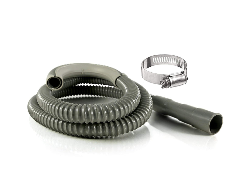 K&J 6ft Heavy-Duty Washing Machine Drain Hose With Clamp - Industrial Grade Polypropylene Discharge Hose for Washing Machines - Fits Up To 1-1/4 Inch Drain Outlets