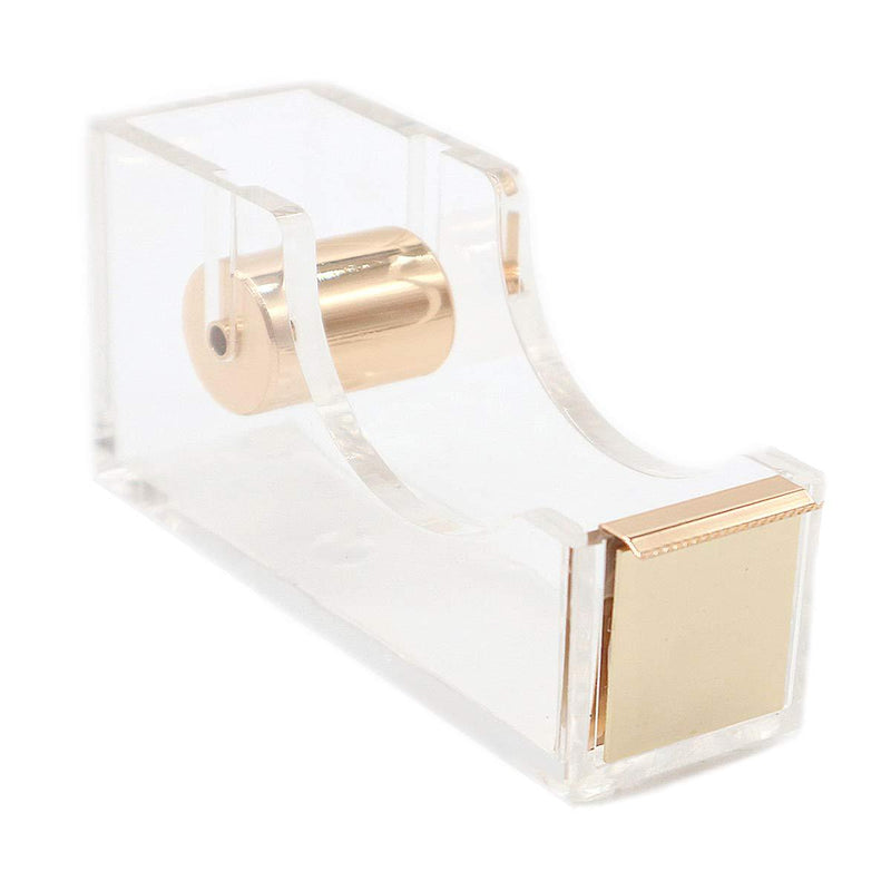 Acrylic Gold Tape Dispenser,Clear Acrylic Desk Dispenser Kit , Modern Design Office Desktop Tape Dispense 1 Set