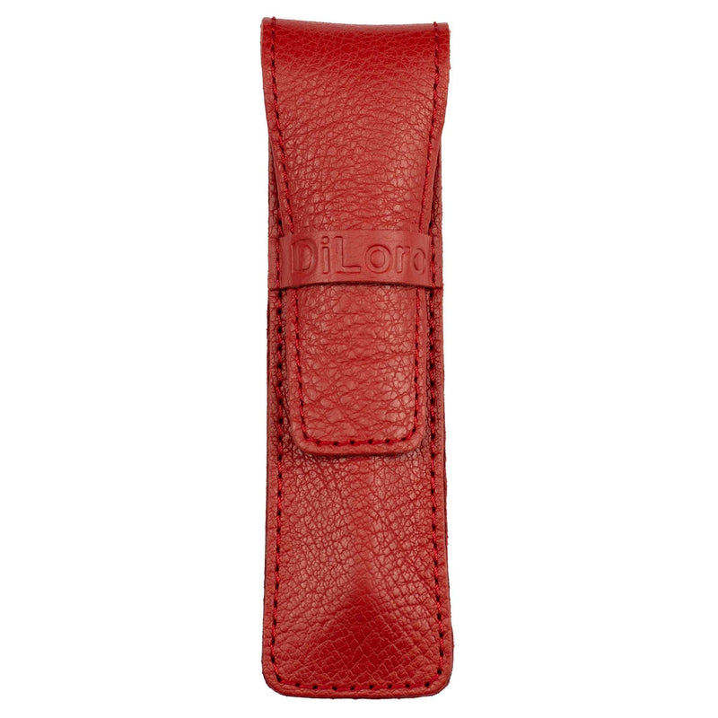 DiLoro Full Grain Genuine Leather Single Pen Case Holder Pencil Pouch (Buffalo Venetian Red) Buffalo Venetian Red