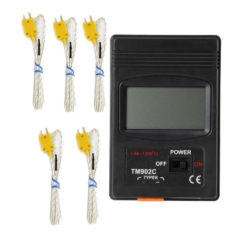 NUZAMAS Digital Thermometer 2 Way K-Type Sensor Temperature Probe, Dual Two Channel Digital Thermometer 2 K-Type Thermocouple Sensor -50 °C / 1200 °C and 5 K-Type Thermocouple