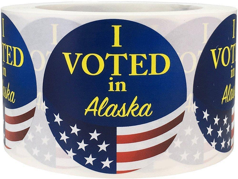 I Voted in Alaska Stickers for Election Day 2.5 Inch Round Circle Dots 500 Total Adhesive Stickers