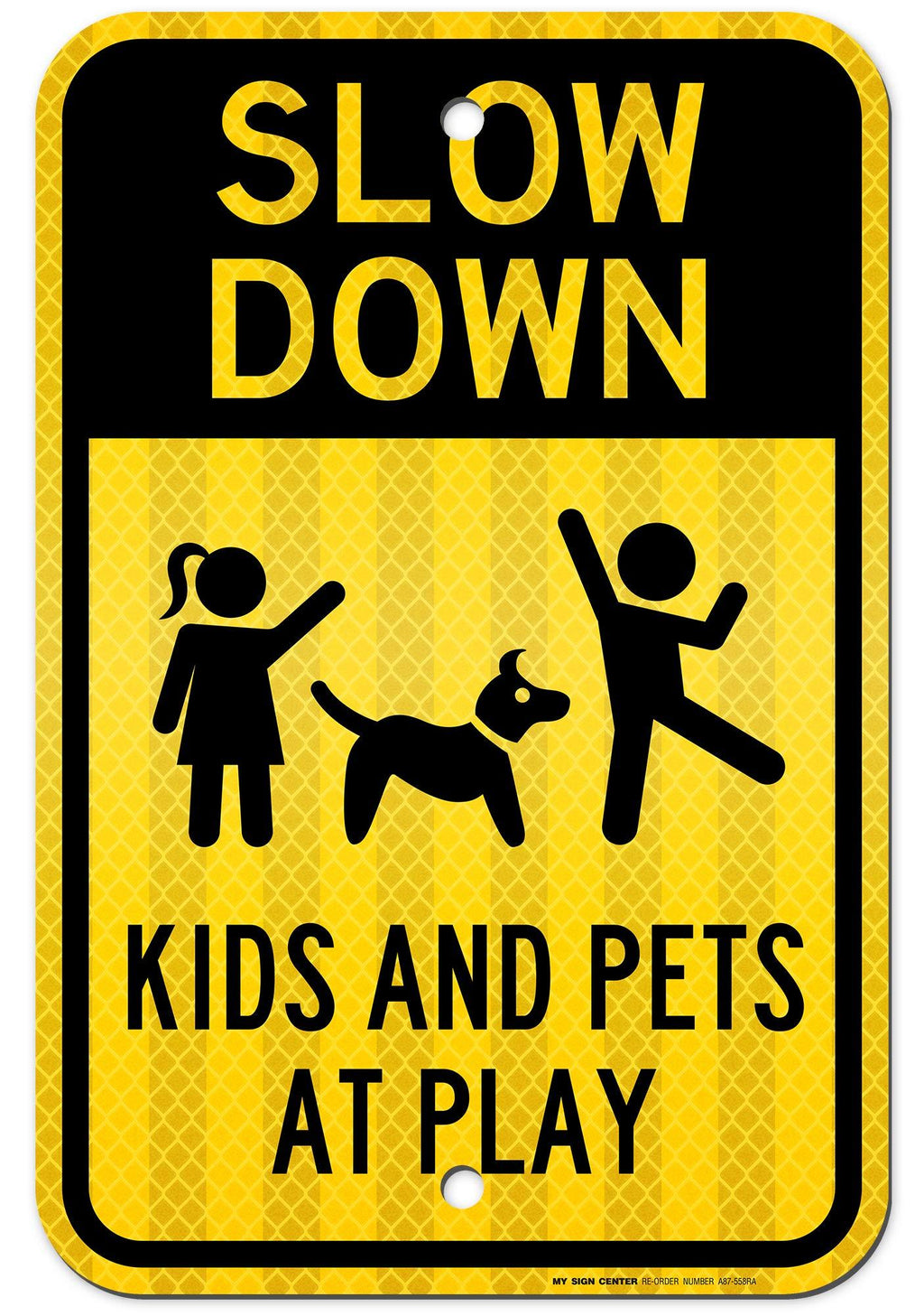 Slow Down Kids at Play Sign , Large 12” x 18” 3M Reflective (EGP) Aluminum, Easy Mounting, Rust-Free/Fade Resistance, Indoor/Outdoor, USA Made By MY SIGN CENTER