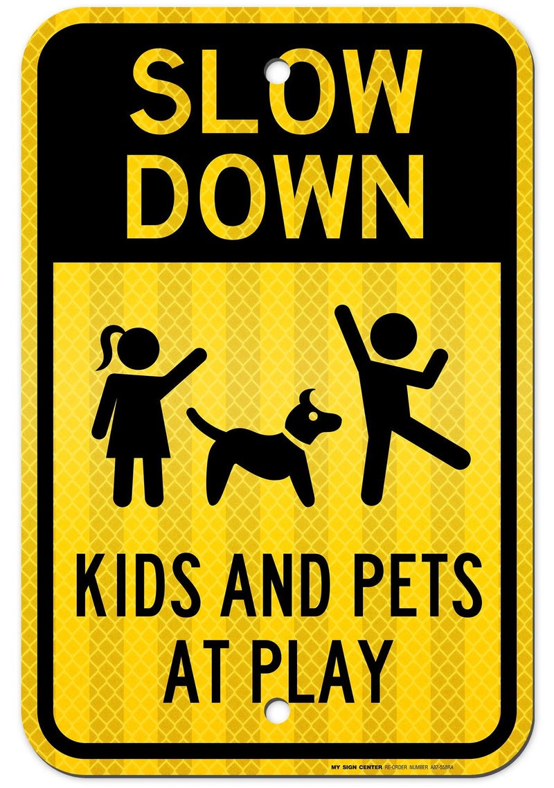 Slow Down Kids at Play Sign , Large 12” x 18” 3M Reflective (EGP) Aluminum, Easy Mounting, Rust-Free/Fade Resistance, Indoor/Outdoor, USA Made By MY SIGN CENTER