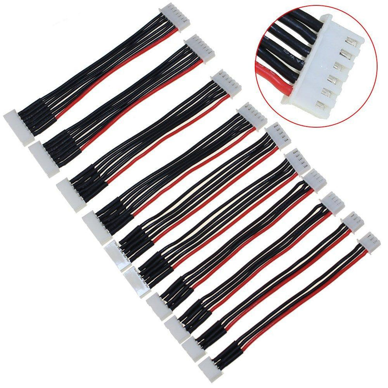 2S/3S/4S/5S/6S Battery Balance Charger Silicone Wire Extension Lead JST-XH Connector Adapter Plug Battery Wire Balance Leads Extension Cable for Li-Po Batteries(Each Size 2pcs)