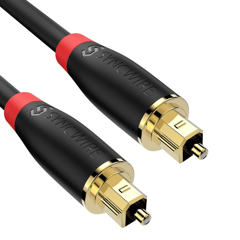 Syncwire Digital Optical Audio Cable (10 Feet) - [24K Gold-Plated, Ultra-Durable] Fiber Optic Toslink Male to Male Cord Optical Cables for Home Theater, Sound Bar, TV, PS4, Xbox, Playstation & More 10 Feet / 3M