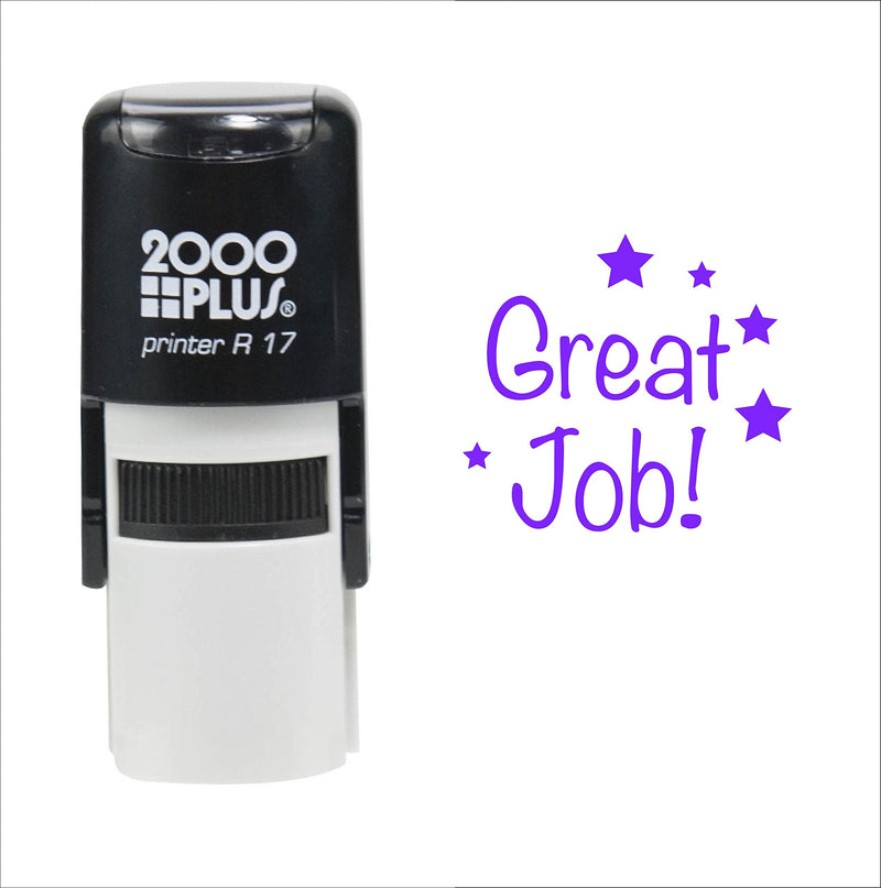 Custom Product Solutions Great Job! for Students 2000 Plus Self Inking Rubber Teacher Stamp – Violet Ink