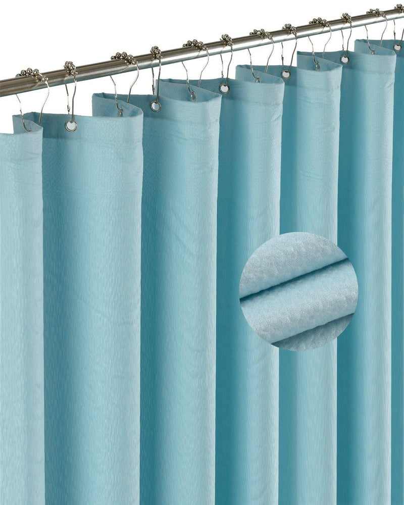 Barossa Design Soft Fabric Shower Liner or Curtain with Embossed Dots, Hotel Quality, Machine Washable, Water Repellent, Blue, 70 x 72 inches Blue Aqua 70"W x 72"H