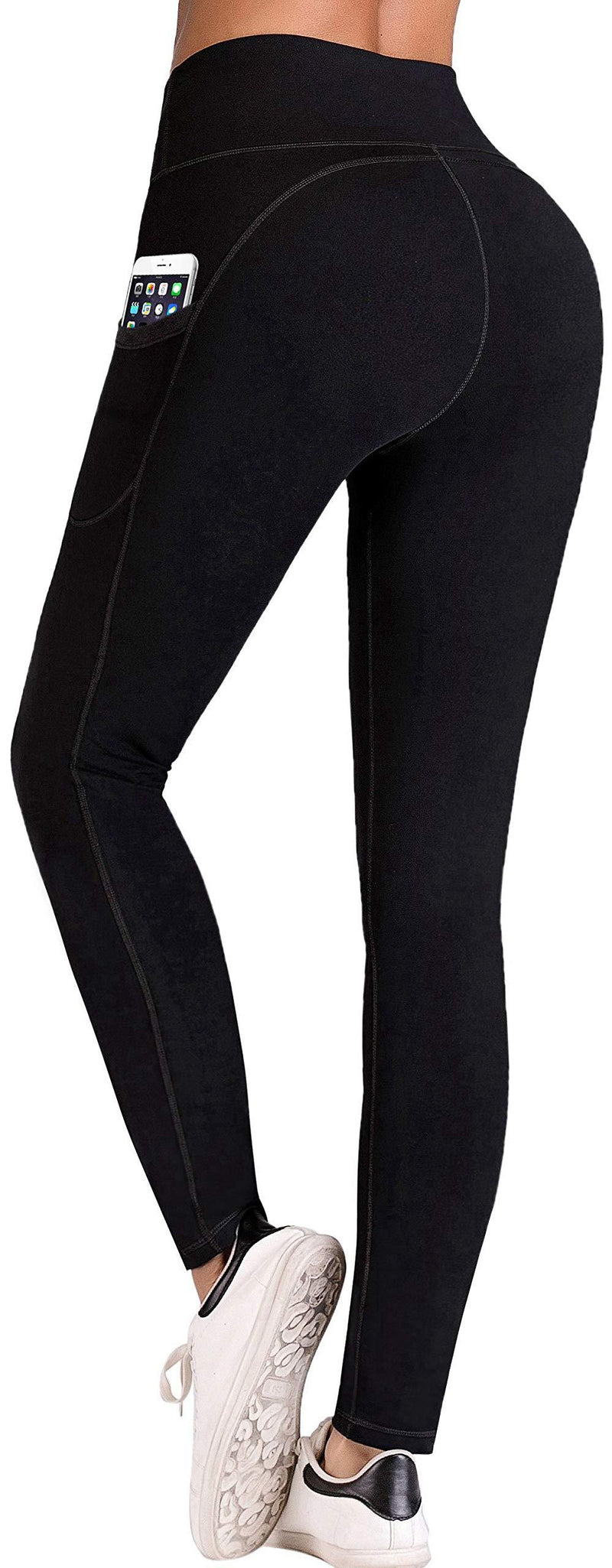 IUGA High Waist Yoga Pants with Pockets, Tummy Control, Workout Pants for Women 4 Way Stretch Yoga Leggings with Pockets X-Small Black I840