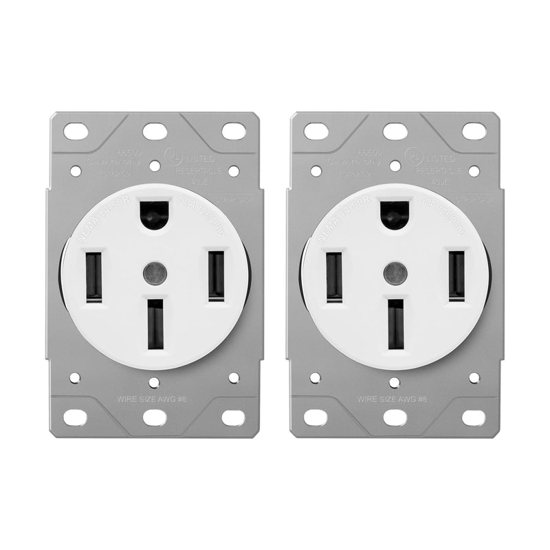 ENERLITES 50 Amp Receptacle Outlet | NEMA 14-50R, for Electric Vehicles, Welding, Electrical Ranges, Indoor/Outdoor, 3-Pole, 4 Wire (8, 6, 4 AWG) | 125/250V, 66500-W, 2 Pack - White 50A-White, 2 Pack