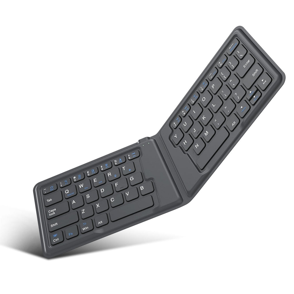 MoKo Wireless Bluetooth Keyboard, Ultra-Thin Foldable Rechargeable Keyboard for iPhone, iPad 9.7, iPad pro, Fire HD 10, Compatible with All iOS, Android and Windows Tablets Smartphones Devices, Gray