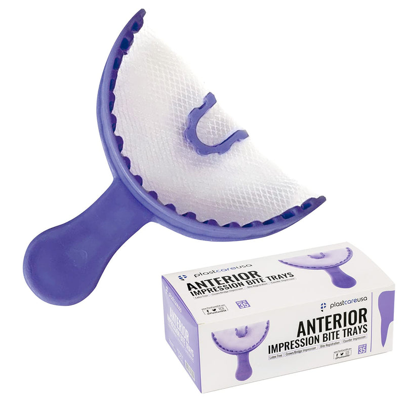 35 Anterior Dental Bite Registration Impression Trays, Purple, 1 Box of 35 Bite Trays